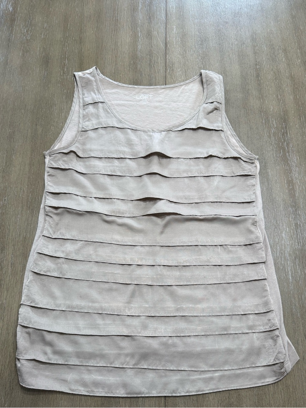 LOFT Beige Layered Ruffle Tank Top